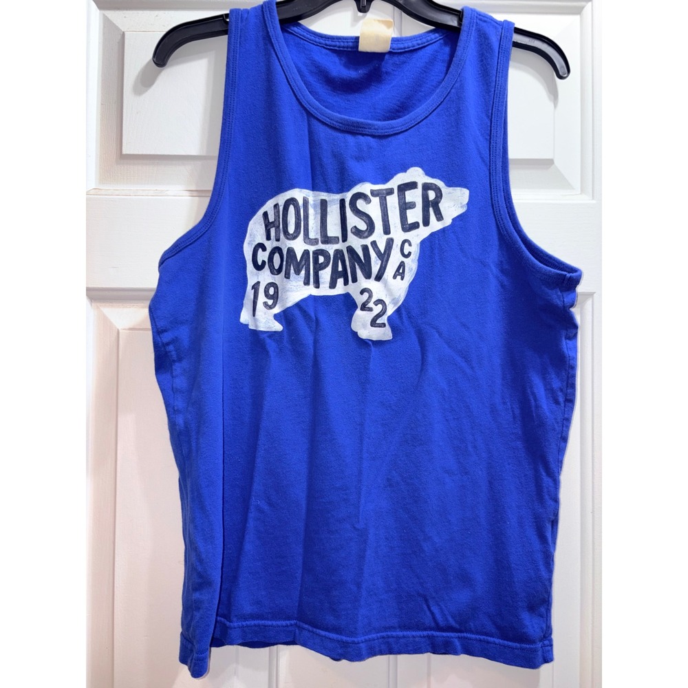 Hollister Company Mens Blue Bear Graphic Tank Top Size M Sleeveless Shirt CA
